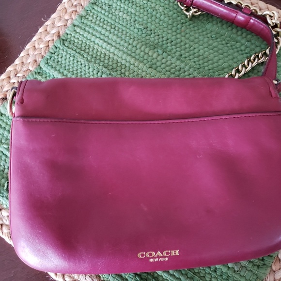 Coach Legacy Leather Double Gusseted Flap Shoulder Bag 25361 Burgundy - Picture 4 of 9